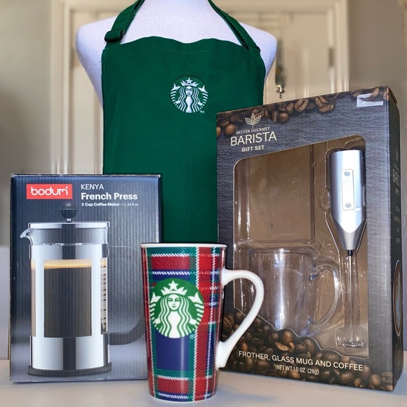 Starbucks Other - ☕️ Starbucks Apron, Mug, Bodum Kenya French Press &Better Gourmet Barista Set